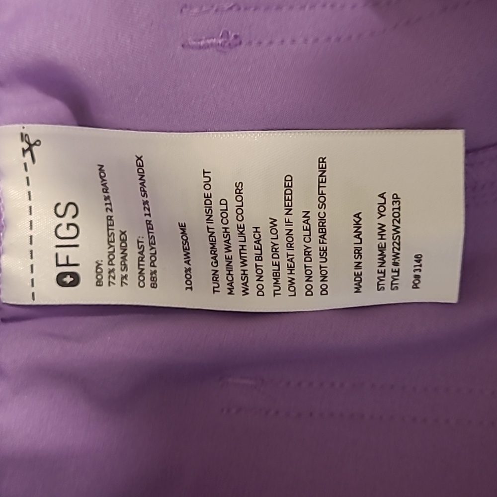 Figs Women's Lavender Pants with Teal Drawstring - Picture 3 of 3